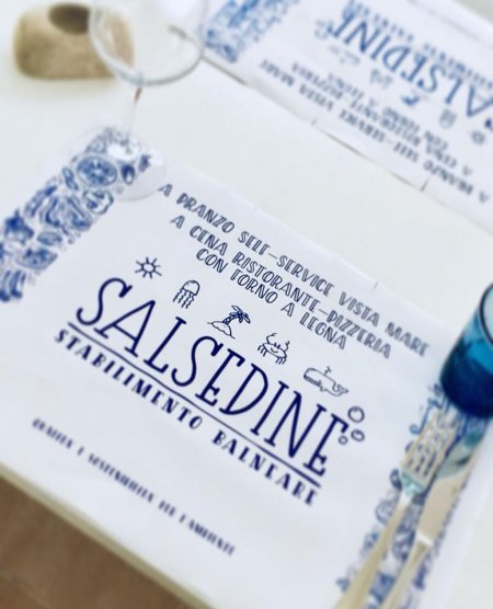 Menù del ristorante Salsedine su tovaglietta.