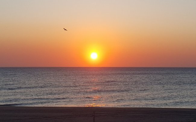 Sole al tramonto sul mare.